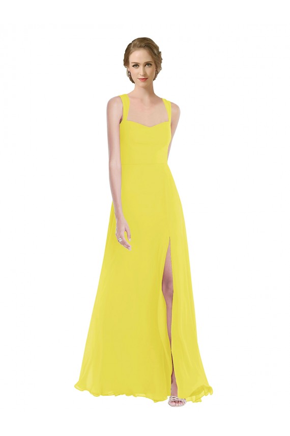 Wide Strap Sweetheart Maxi Bridesmaid Dress