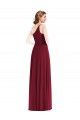 One Shoulder Chiffon Maxi Bridesmaid Dress with Shirred Front Slit