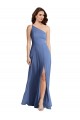 One Shoulder Full Length Maxi Formal Bridesmaid Dress with Flirty Slit