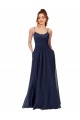 Long Chantilly Lace and Ruched Chiffon Bridesmaid Dress with Pockets
