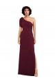 One Shoulder Chiffon Formal Bridesmaid Dress with Skirt Slit and Accent Strap
