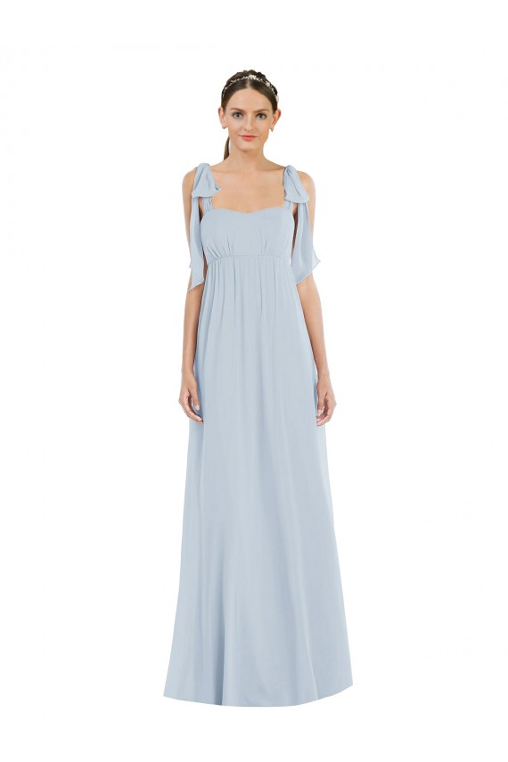 Tie Shoulder Empire Waist Maxi Bridesmaid Dress