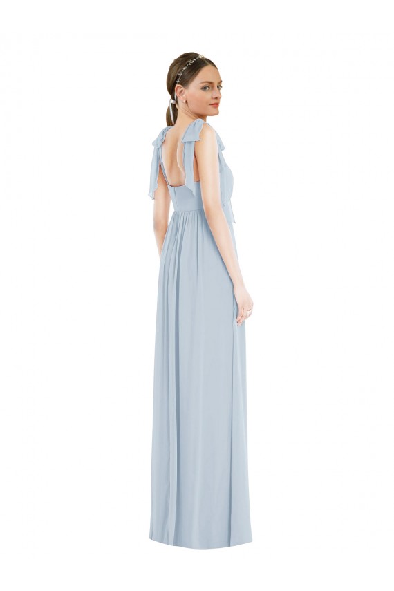 Tie Shoulder Empire Waist Maxi Bridesmaid Dress
