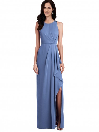 Sleeveless Chiffon Bridesmaid Dress with Draped Front Slit