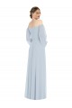 Off the Shoulder Puff Sleeve Maxi Formal Bridesmaid Dress with Front Slit