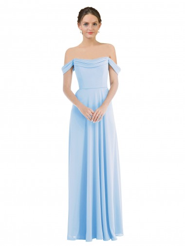 Off the Shoulder Draped Neckline Maxi Formal Bridesmaid Dress