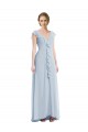 Ruffle Trimmed V Back Chiffon Maxi Bridesmaid Dress
