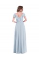 Ruffle Trimmed V Back Chiffon Maxi Bridesmaid Dress