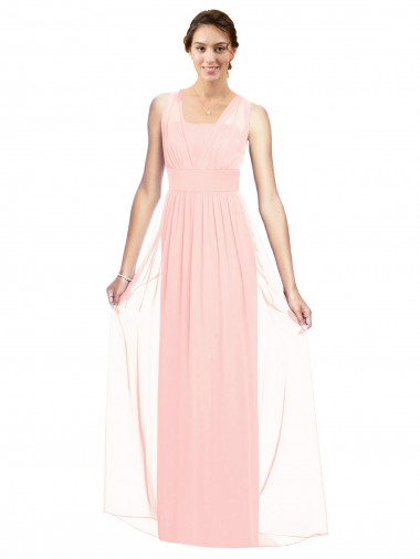 V-Neck Full Length Chiffon Bridesmaid Dress