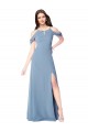High Neck Chiffon Bridesmaid Dress with Draped Sleeves