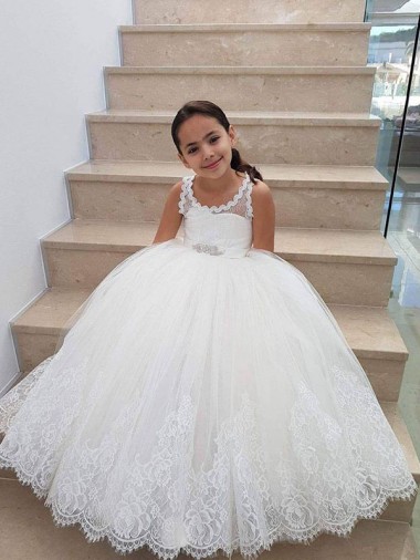 Ivory Ball Gown Floor Length Flower Girl Dress