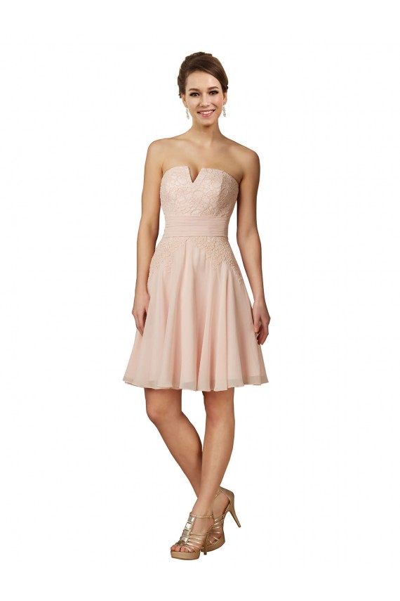Lace and Chiffon Bridesmaid Dress / Cocktail Dress with Unique Neckline