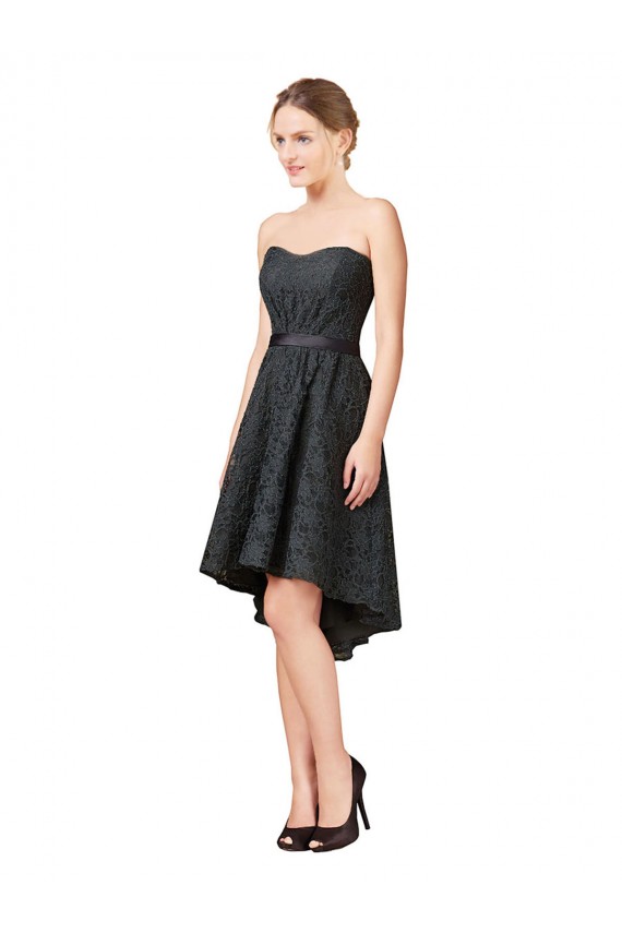 Lace Cocktail Bridesmaid Dress with Hi-Low Hemline