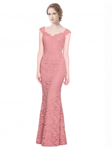 Sweetheart Mermaid Long Lace Bridesmaid Dress / Prom Dress with Wide Straps