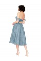 Off the Shoulder Sweetheart Chantilly Lace Midi Length Cocktail Bridesmaid Dress