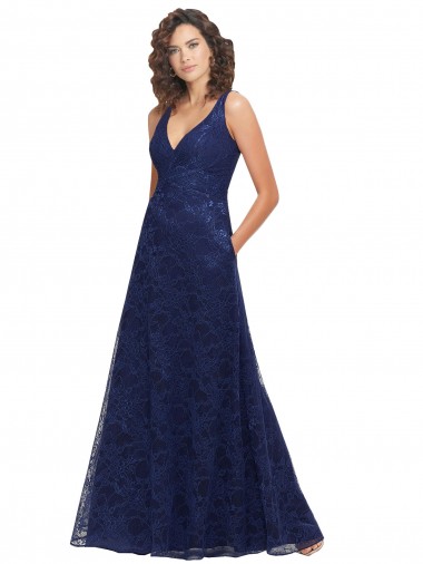 Chantilly Lace V-Neck Bridesmaid Dress