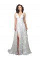 Plunging V-Neckline Wedding Dress with Slit