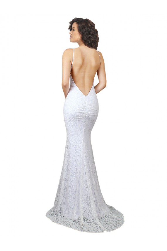 High Neck Backless Lace Wedding Dress with Plunging Low Back