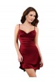 Midi Length Cowl Neck Formal Silky Satin Short Cocktail Bridesmaid Dress / Prom Dress