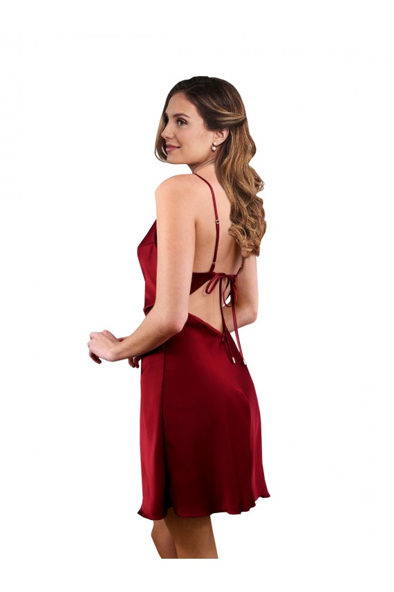 Midi Length Cowl Neck Formal Silky Satin Short Cocktail Bridesmaid Dress / Prom Dress