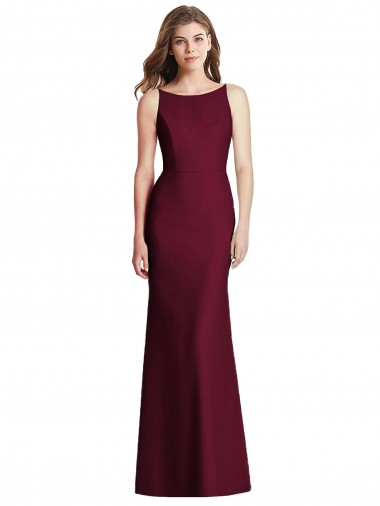 Open Cowl Back Bateau Neck Trumpet Bridesmaid Dress