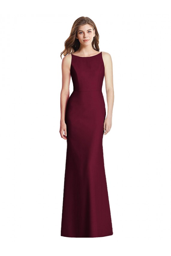Open Cowl Back Bateau Neck Trumpet Bridesmaid Dress