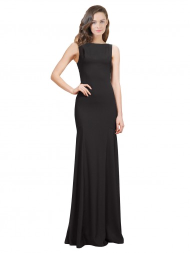 Sleeveless Bateau Neckline Crepe Bridesmaid Dress / Prom Dress with Twist Back
