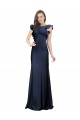 Sleeveless Crepe Bridesmaid Dress / Prom Dress with Cascading Ruffle and Keyhole Back