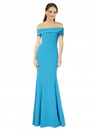 Off the Shoulder Formal Crepe Bridesmaid Dress / Prom Dress with Fitted Silhouette