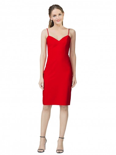 Sleeveless Sheath Sweetheart Neckline Formal Crepe Bridesmaid Dress / Prom Homecoming Dress