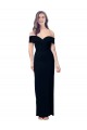Off the Shoulder Long Full Length Formal Crepe Bridesmaid Dress / Prom Dress with Side Split