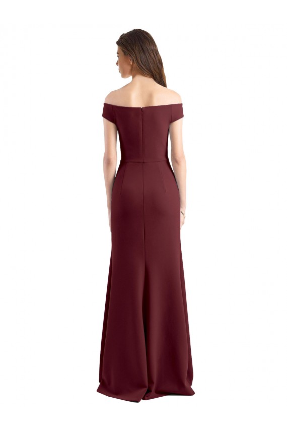 Off the Shoulder Fit and Flare Stretch Crepe Bridesmaid Dress / Prom Dress