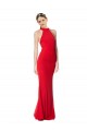 Halter Neck Keyhole Back Sleeveless Formal Crepe Maxi Bridesmaid Dress / Prom Dress