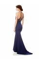 High Neck Fishtail Formal Crepe Bridesmaid Dress / Prom Dress with Open Back Detail