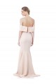 Mermaid Bardot Maxi Formal Crepe Bridesmiad Dress with Fishtail Train