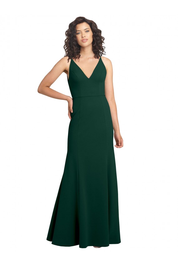 Form Fitting Stretch Formal Crepe A-Line Bridesmaid Dress / Prom Dress