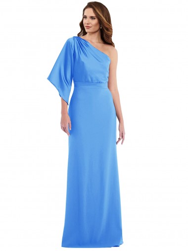 One Shoulder Bell Sleeves Trumpet Bridesmaid Dress / Prom Dress