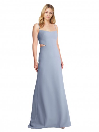 Feminine Scoop Neckline Long Crepe Slip Bridesmaid Dress / Prom Dress 