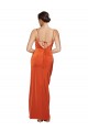 Front Cowl Neck Long Floor Length Formal Stretch Satin Bridesmaid Dress / Prom Dress with High Side Split