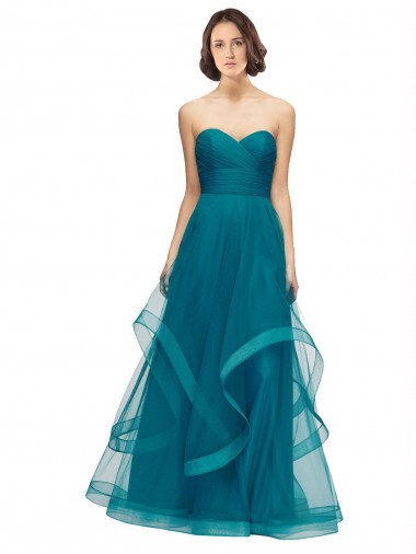 Sweetheart Tulle Bridesmaid Dress with Wide Waistband