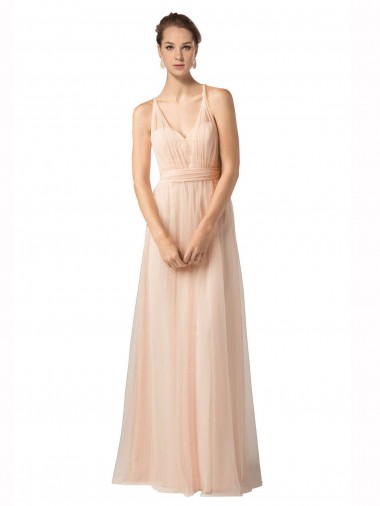 Sweetheart A-Line Tulle Bridesmaid Dress with Shirred Bodice