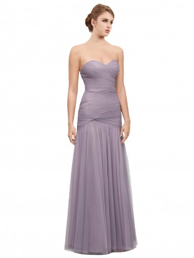 Draped Long Mermaid Sweetheart Tulle Bridesmaid Dress