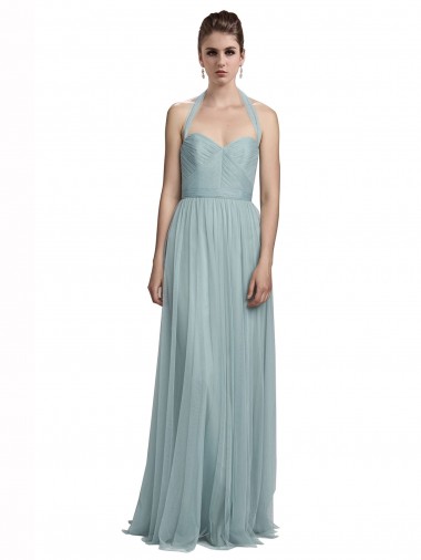 Halter Ruched Sweetheart Neckline Tulle Bridesmaid Dress