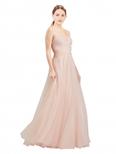 Floor Length Sweetheart Tulle Bridesmaid Dress with Open Back