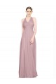 Ruffled Halter V-Neck Long Tulle Bridesmaid Dress with Pleats