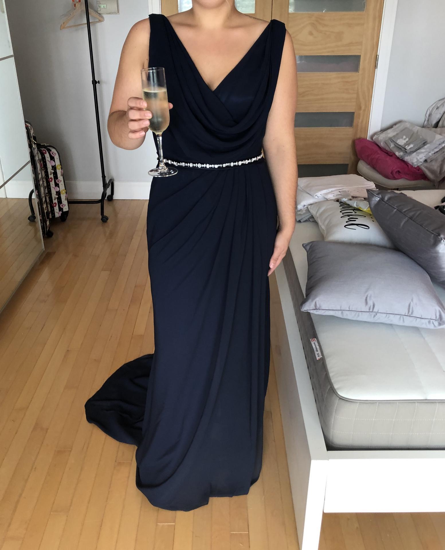 Chiffon Long Champagne Bridesmaid Dresses with Sexy High Slit and Front Ruffles